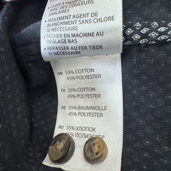 HB Men's Geometric Shape Black and White Button Down Shirt - Picture 3 of 6